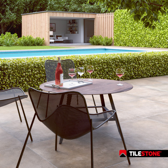 Carrelages terrasse en céramique , carrelages sol, look béton, gris medium, Impermo, moderne & minimaliste